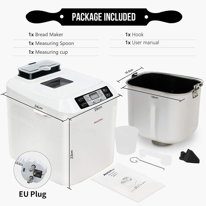 Brotbackautomat Brotbackmaschine Brotbäcker 12 Backprogramme,Backmeister mit Automatische Zutatenbox,3 Versch Bräunungsgrade, ,Glutenfrei BPA-frei