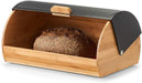 Brotkasten, Bamboo/Metall, schwarz, ca. 39 x 27 x 19 cm, Brotaufbewahrung, Trendige Schwarze Brotbox, lebensmittelecht