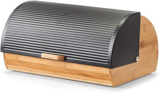 Brotkasten, Bamboo/Metall, schwarz, ca. 39 x 27 x 19 cm, Brotaufbewahrung, Trendige Schwarze Brotbox, lebensmittelecht