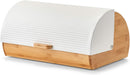Brotkasten, Bamboo/Metall, weiß, ca. 39 x 27 x 19 cm, Brotaufbewahrung, Trendige weiße Brotbox, lebensmittelecht