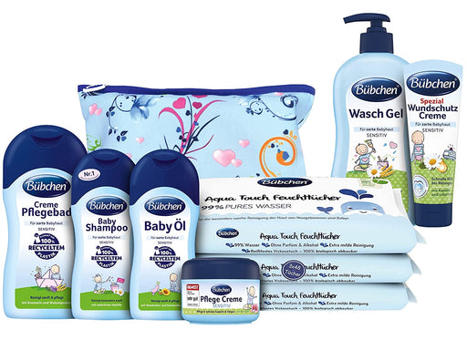 Bübchen Babypflege-Starterset 7 teiliges Pflegeset für Neugeborene mit praktischer Tasche, 1er Pack (7 Produkte)