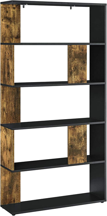 Bücherregal 159x80x24cm Standregal mit 5 Ablageflächen Regal Schwarz Holz Dunkel