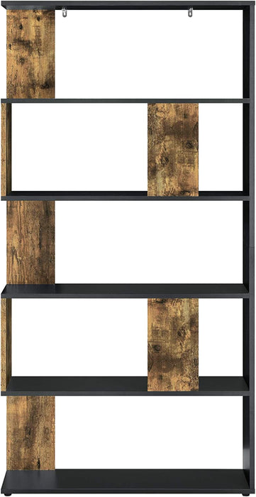 Bücherregal 159x80x24cm Standregal mit 5 Ablageflächen Regal Schwarz Holz Dunkel