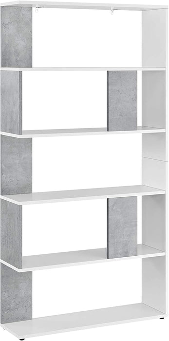 Bücherregal 159x80x24cm Standregal mit 5 Ablageflächen Regal Weiß Betonoptik