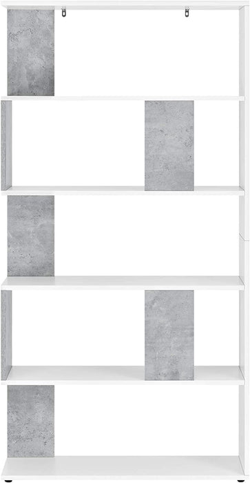 Bücherregal 159x80x24cm Standregal mit 5 Ablageflächen Regal Weiß Betonoptik