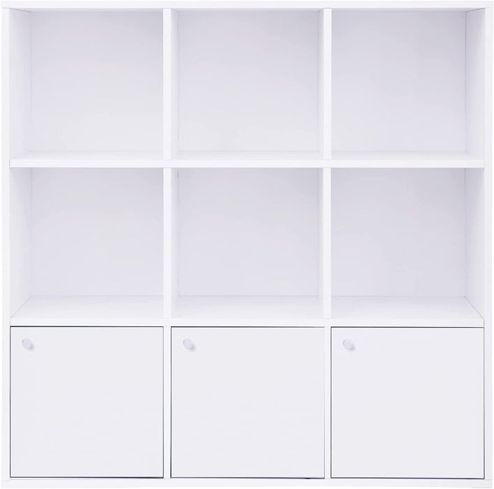 Bücherregal, Bücherschrank, Regal, mit Türen, DVD-Regal, Aufbewahrungsregal, Standregal, für Wohnzimmer, Schlafzimmer, Kinderzimmer, Büro, weiß