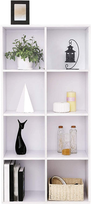 Bücherregal, Bücherschrank, mit 8 Fächern, Standregal, Büroregal, freistehend, als Dekoration, für Büro, Wohnzimmer, Schlafzimmer, Kinderzimmer, weiß