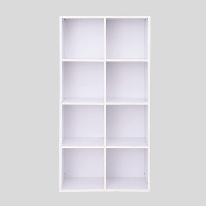 Bücherregal, Bücherschrank, mit 8 Fächern, Standregal, Büroregal, freistehend, als Dekoration, für Büro, Wohnzimmer, Schlafzimmer, Kinderzimmer, weiß