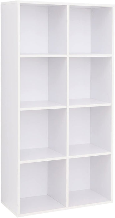 Bücherregal, Bücherschrank, mit 8 Fächern, Standregal, Büroregal, freistehend, als Dekoration, für Büro, Wohnzimmer, Schlafzimmer, Kinderzimmer, weiß