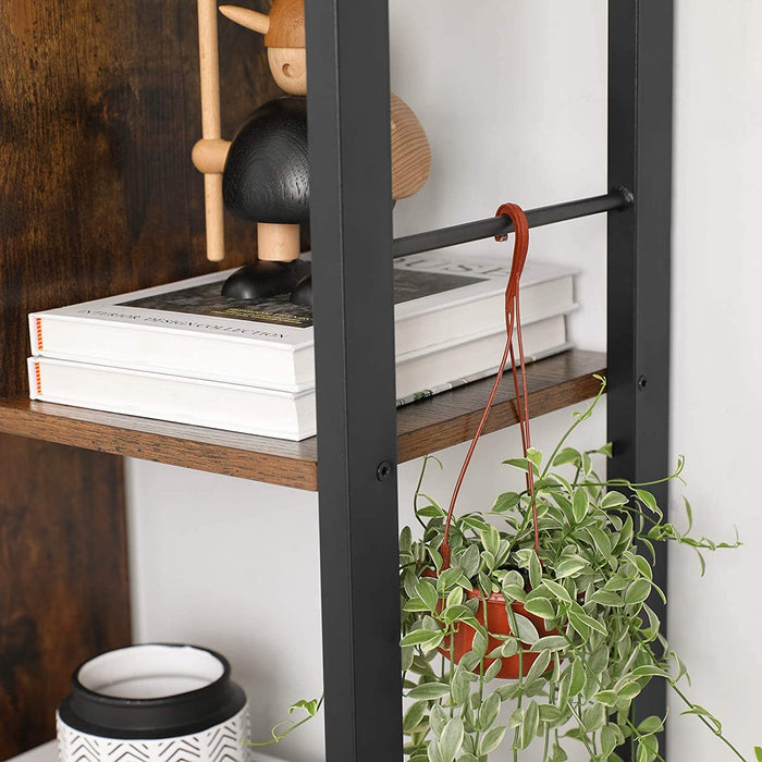 Bücherregal, Bücherschrank mit 4 offenen Regalebenen, Standregal, geräumiger Wohnzimmerschrank, Küche, Büro, Stahlgestell, Industrie-Design