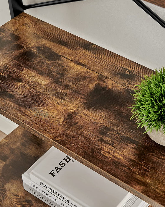 Bücherregal, Leiterregal, Standregal mit 4 Ebenen, Gestell aus Bambus, einfache Montage, für Wohnzimmer, Schlafzimmer, Küche, vintagebraun-schwarz