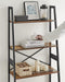 Bücherregal, Leiterregal, Standregal mit 4 Ebenen, Gestell aus Bambus, einfache Montage, für Wohnzimmer, Schlafzimmer, Küche, vintagebraun-schwarz