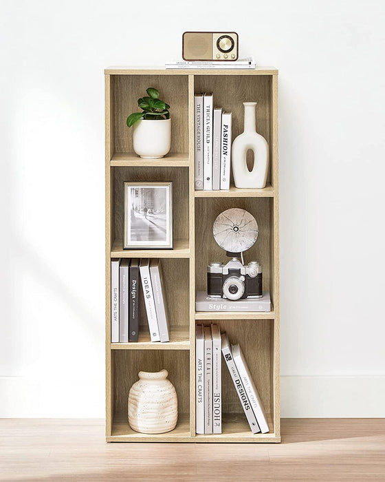 Bücherregal, Regal, Kinderregal, Standregal, Büroregal, mit 7 Fächern, offen, für Wohnzimmer, Arbeitszimmer, Kinderzimmer, Büro, als Raumteiler