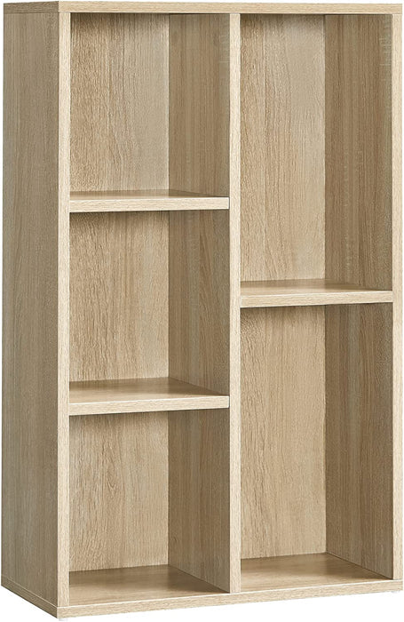 Bücherregal, Regal, Standregal, mit 5 Fächern, für Wohnzimmer, Arbeitszimmer, Kinderzimmer, Büro, als Raumteiler, 24 x 50 x 80 cm, eichefarben