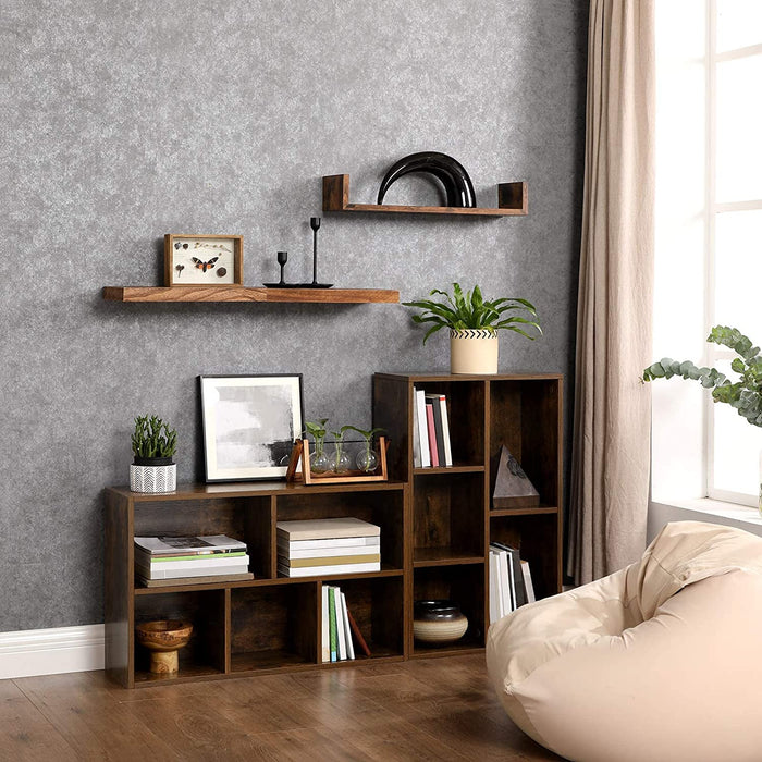 Bücherregal, Regal, Standregal, mit 5 Fächern, für Wohnzimmer, Arbeitszimmer, Kinderzimmer, Büro, als Raumteiler, 24 x 50 x 80 cm, vintagebraun