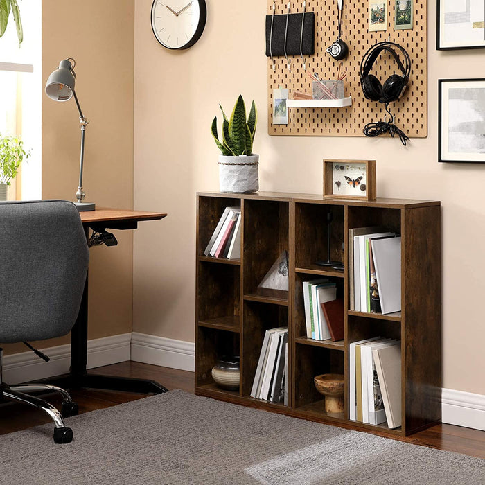 Bücherregal, Regal, Standregal, mit 5 Fächern, für Wohnzimmer, Arbeitszimmer, Kinderzimmer, Büro, als Raumteiler, 24 x 50 x 80 cm, vintagebraun