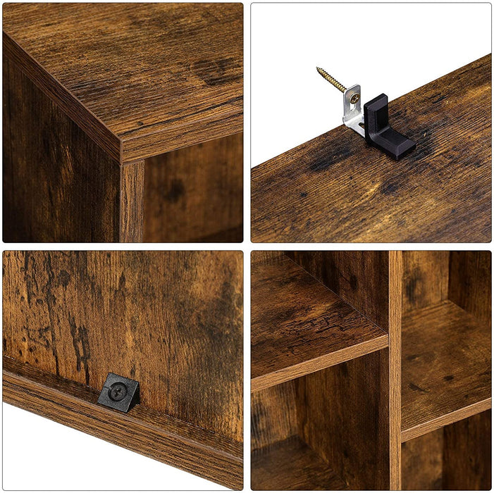 Bücherregal, Regal, Standregal, mit 5 Fächern, für Wohnzimmer, Arbeitszimmer, Kinderzimmer, Büro, als Raumteiler, 24 x 50 x 80 cm, vintagebraun