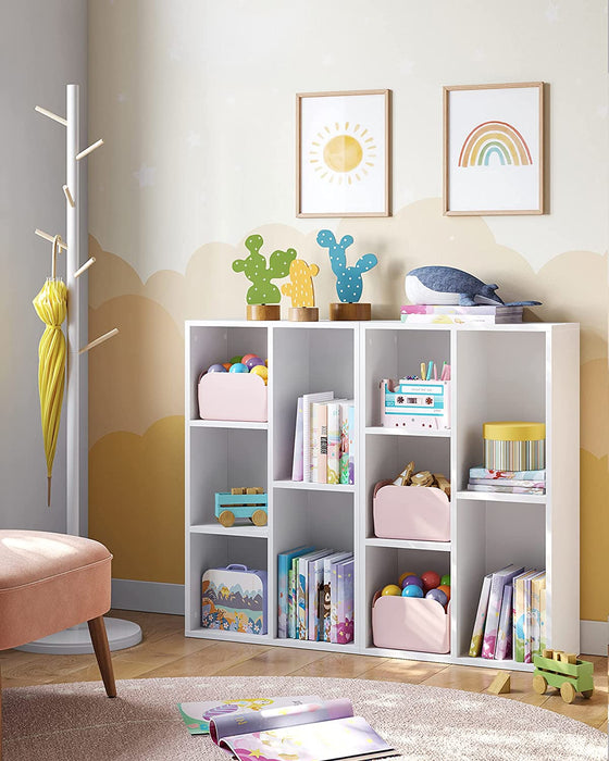 Bücherregal, Regal, Standregal, mit 5 Fächern, für Wohnzimmer, Arbeitszimmer, Kinderzimmer, Büro, als Raumteiler, 24 x 50 x 80 cm, weiß