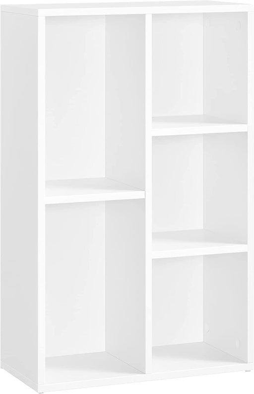 Bücherregal, Regal, Standregal, mit 5 Fächern, für Wohnzimmer, Arbeitszimmer, Kinderzimmer, Büro, als Raumteiler, 24 x 50 x 80 cm, weiß