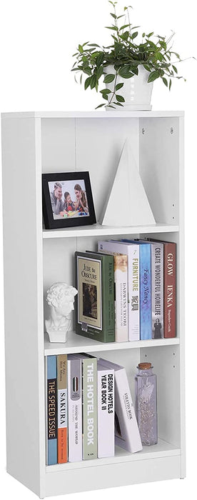 Bücherregal, Regal mit 3 Fächern, Standregal, mit höhenverstellbaren Ablagen, für Wohnzimmer, Kinderzimmer, Büro, 24 x 40 x 93 cm, weiß