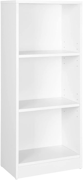 Bücherregal, Regal mit 3 Fächern, Standregal, mit höhenverstellbaren Ablagen, für Wohnzimmer, Kinderzimmer, Büro, 24 x 40 x 93 cm, weiß