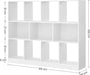 Bücherregal, Standregal, Aufbewahrungsregal mit 11 Fächern, für Wohnzimmer, Arbeitszimmer, Kinderzimmer, Schlafzimmer, weiß