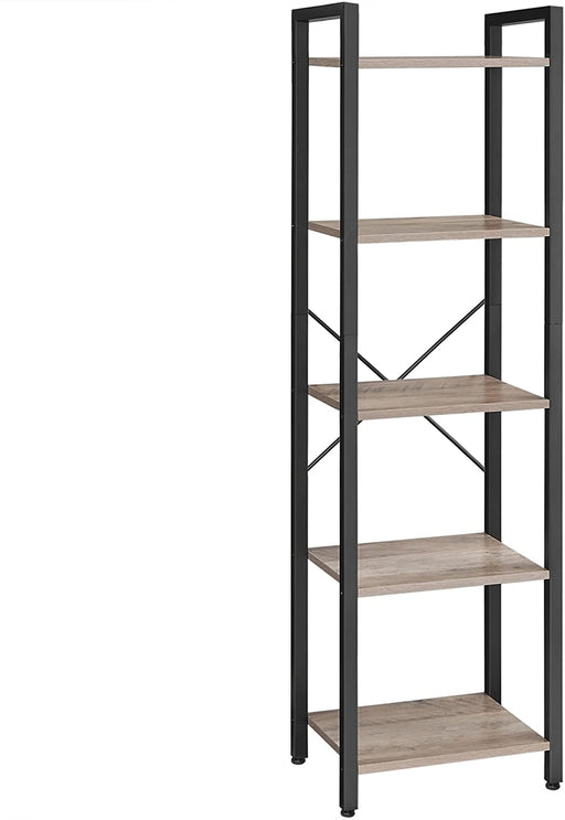 Bücherregal, Standregal, Aufbewahrungsregal mit 5 Ebenen, Industrie-Design für Wohnzimmer, Büro, Arbeitszimmer und Flur, Stahlgestell, Holzspanplatten