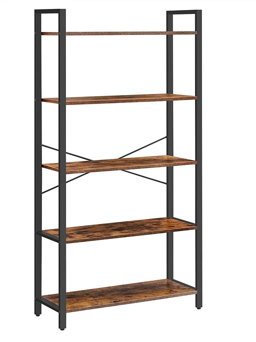 Bücherregal, Standregal, Aufbewahrungsregal mit 5 Ebenen, Industrie-Design, für Wohnzimmer, Büro, Arbeitszimmer und Flur, Stahlgestell