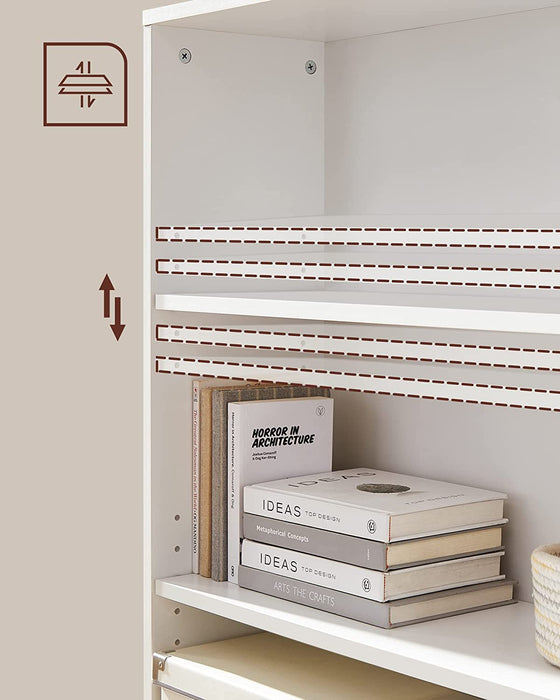Bücherregal, Standregal, mit 4 Fächern, höhenverstellbare Ablagen, für Wohnzimmer, Arbeitszimmer, Kinderzimmer, Büro, als Raumteiler weiß
