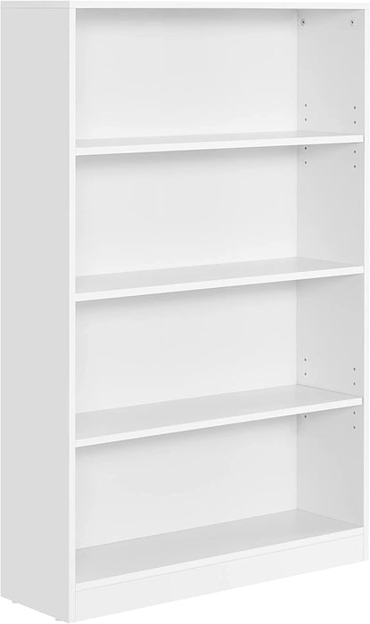 Bücherregal, Standregal, mit 4 Fächern, höhenverstellbare Ablagen, für Wohnzimmer, Arbeitszimmer, Kinderzimmer, Büro, als Raumteiler, weiß