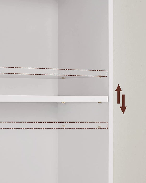 Bücherregal, mit 6 Ebenen, Standregal, Aufbewahrungsregal, für Wohnzimmer, Büro, Schlafzimmer, Arbeitszimmer, skandinavischer Stil, weiß