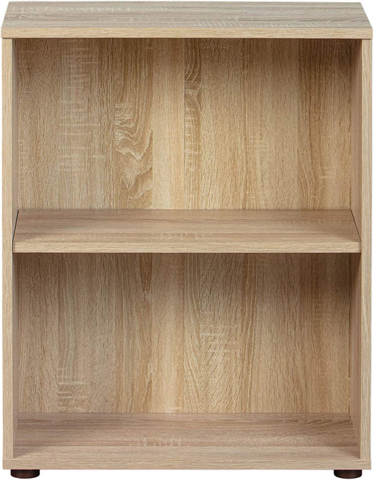 Bücherregal mit 2 Ebenen aus Laminat in Eichenoptik, 60 x 30 x 75 cm