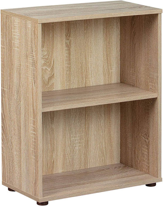 Bücherregal mit 2 Ebenen aus Laminat in Eichenoptik, 60 x 30 x 75 cm