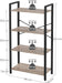 Bücherregal mit 4 Ebenen, Aufbewahrungsregal, Stahlgestell, Höhe 120 cm, für Wohnzimmer, Büro, Arbeitszimmer und Flur, Industrie-Design, Greige-schwarz