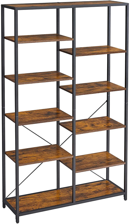 Bücherregal mit 5 Ebenen, Standregal, Regal, für Wohnzimmer, Bad, Küche, Flur, einfache Montage, vintagebraun-schwarz