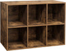 Bücherschrank, Bücherregal, mit 6 Fächern, Büroregal, Würfelregal, Standregal, für Wohnzimmer, Schlafzimmer, Büro, Kinderzimmer, vintagebraun