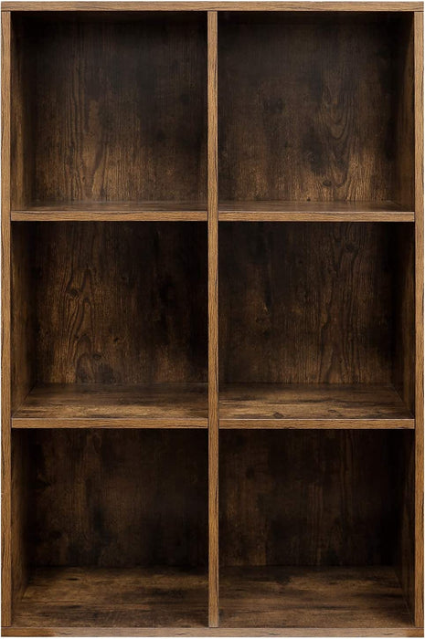 Bücherschrank, Bücherregal, mit 6 Fächern, Büroregal, Würfelregal, Standregal, für Wohnzimmer, Schlafzimmer, Büro, Kinderzimmer, vintagebraun