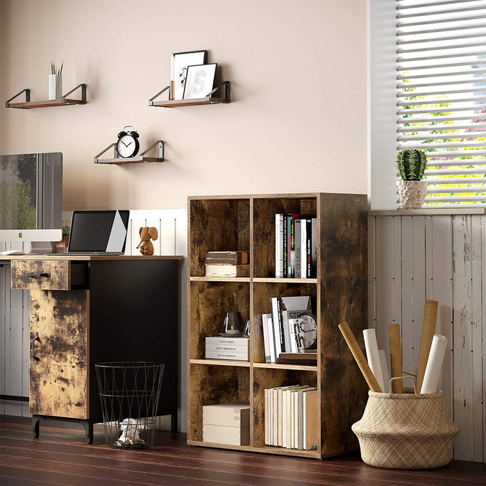 Bücherschrank, Bücherregal, mit 6 Fächern, Büroregal, Würfelregal, Standregal, für Wohnzimmer, Schlafzimmer, Büro, Kinderzimmer, vintagebraun