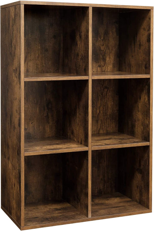 Bücherschrank, Bücherregal, mit 6 Fächern, Büroregal, Würfelregal, Standregal, für Wohnzimmer, Schlafzimmer, Büro, Kinderzimmer, vintagebraun
