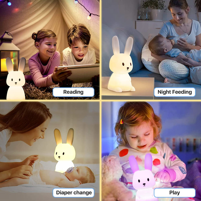 Bunny Nachtlicht Baby mit 7 Lichtwechsel |Tap Control |USB-Aufladung und Timing Funktion Nachttischlampe Kinderzimmer Deko Halloween-Geschenke