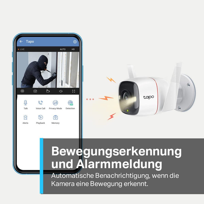 C320WS Überwachungskamera Außen, WLAN IP Kamera, 4MP Hochauflösung, 30m Vollfarb-Nachtsicht, Bewegungserkennung, IP66 wasserdicht