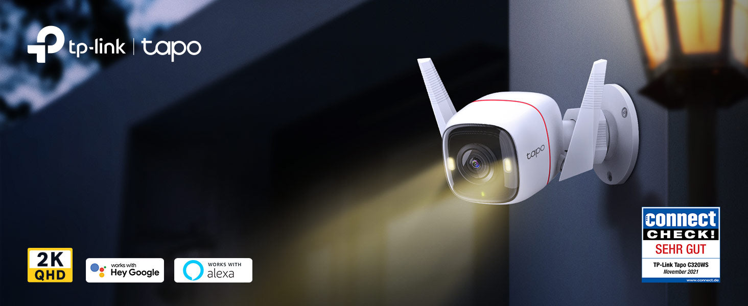 C320WS Überwachungskamera Außen, WLAN IP Kamera, 4MP Hochauflösung, 30m Vollfarb-Nachtsicht, Bewegungserkennung, IP66 wasserdicht