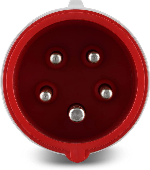 CEE-Stecker, 400V, 5-polig, 3Ph + N + PE, wasserdicht IP44, rot