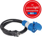 CEE Outdoor Adapterleitung 1,5m, CEE-Kupplung 3-polig mit powerlight Spannungsanzeige + Schutzkontaktstecker, für Outdoor-Einsatz mit IP44