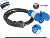CEE Outdoor Adapterleitung 1,5m, CEE-Kupplung 3-polig mit powerlight Spannungsanzeige + Schutzkontaktstecker, für Outdoor-Einsatz mit IP44