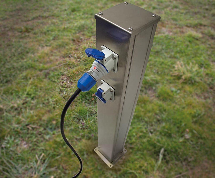 CEE Outdoor Adapterleitung 1,5m, CEE-Kupplung 3-polig mit powerlight Spannungsanzeige + Schutzkontaktstecker, für Outdoor-Einsatz mit IP44