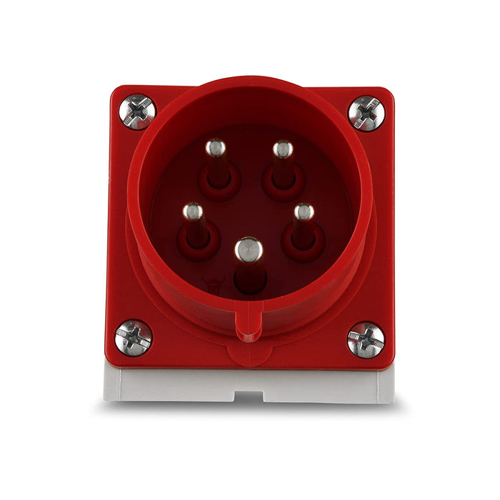  CEE Stecker Wandmontage, 400V, 16A, 5-polig, 3P + N + PE, IP44, rot