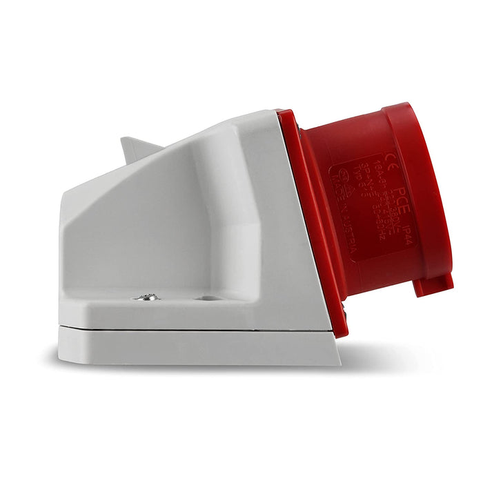 CEE Stecker Wandmontage, 400V, 32A, 5-polig, 3P + N + PE, IP44, rot