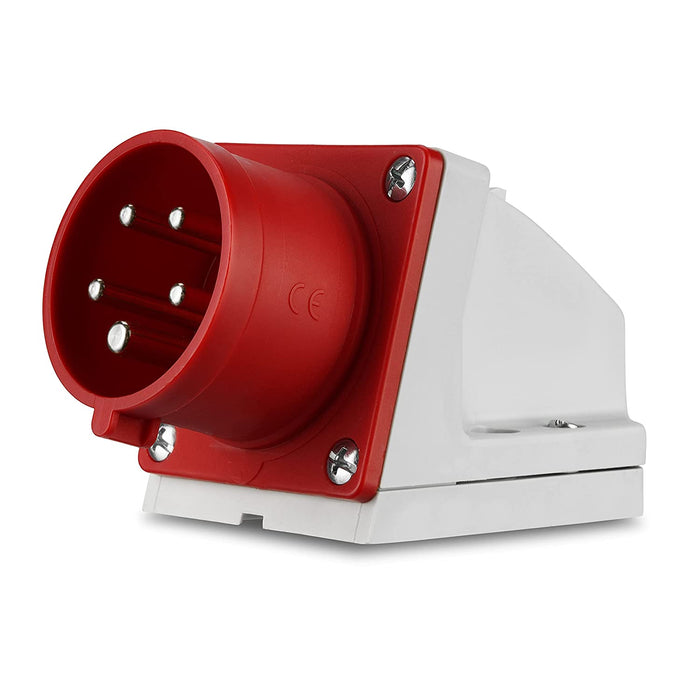 CEE Stecker Wandmontage, 400V, 32A, 5-polig, 3P + N + PE, IP44, rot