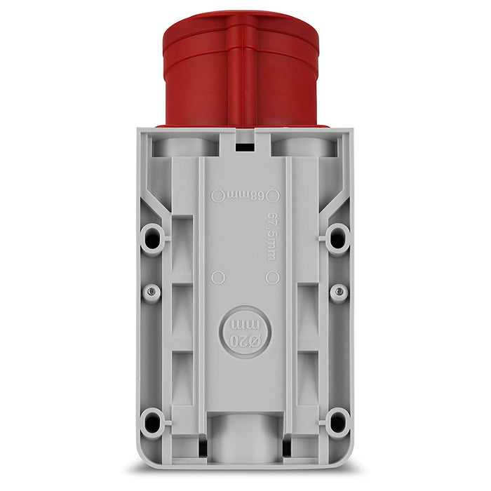 CEE Wandsteckdose, 400 VAC u. 230 VAC, 16 A, 5-polig, 3P + N + PE, IP44, mehrfarbig